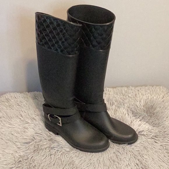 Suzy Shier black rain boots size 7 - Picture 1 of 8